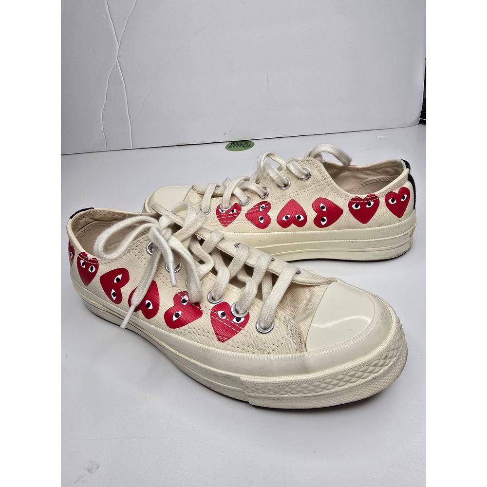Converse x CDG PLAY Chuck 70 Low Womens 7 Mens 5 Heart Cream 162975C